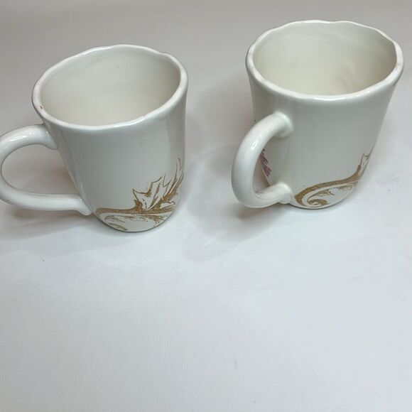 Reba Harmony For The Home Coffee Cups Mugs Set 2 Christmas White Red Gold - Picture 3 of 5